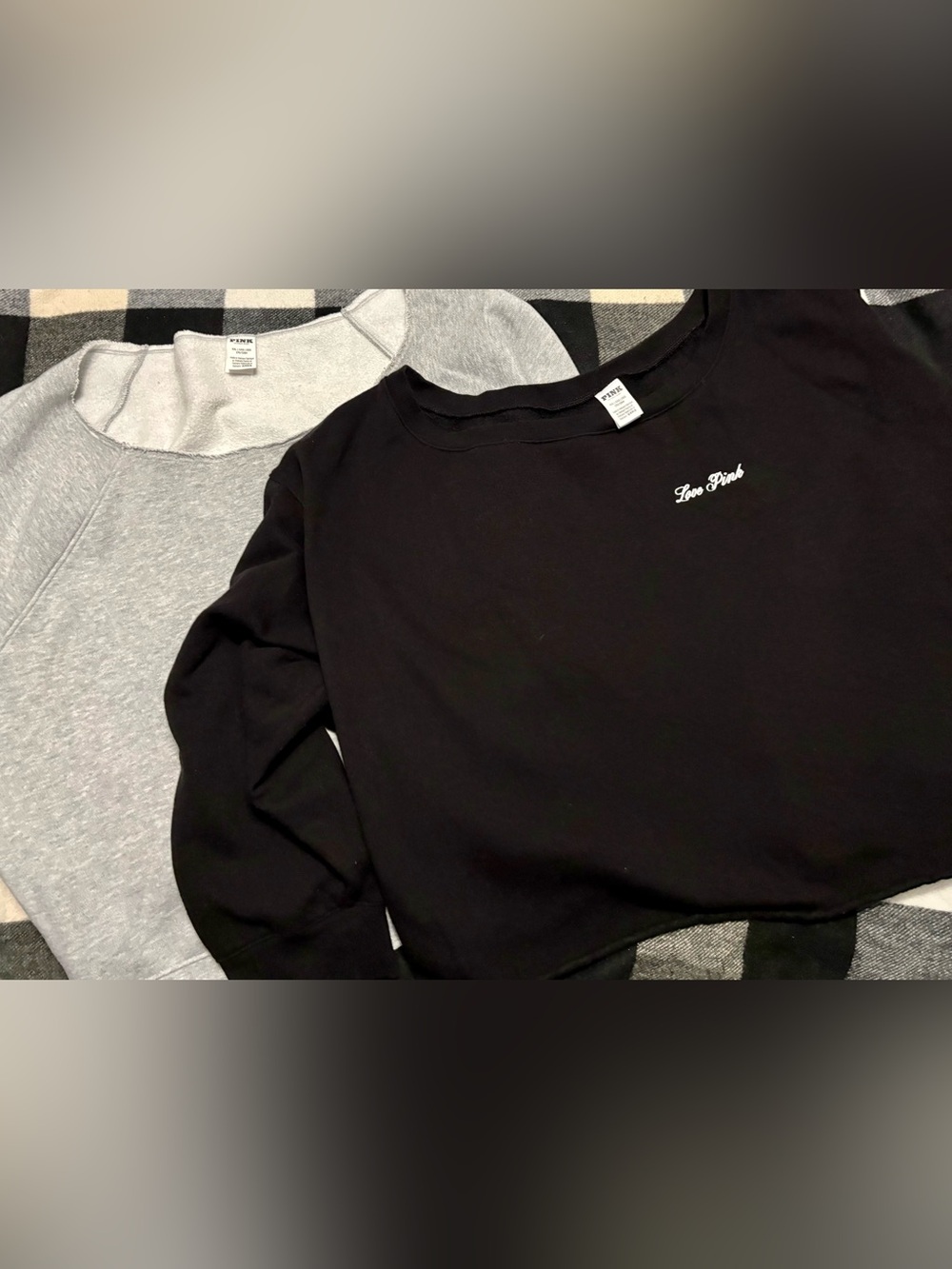 PINK set of Crop off the Shoulder Sweatshirts
